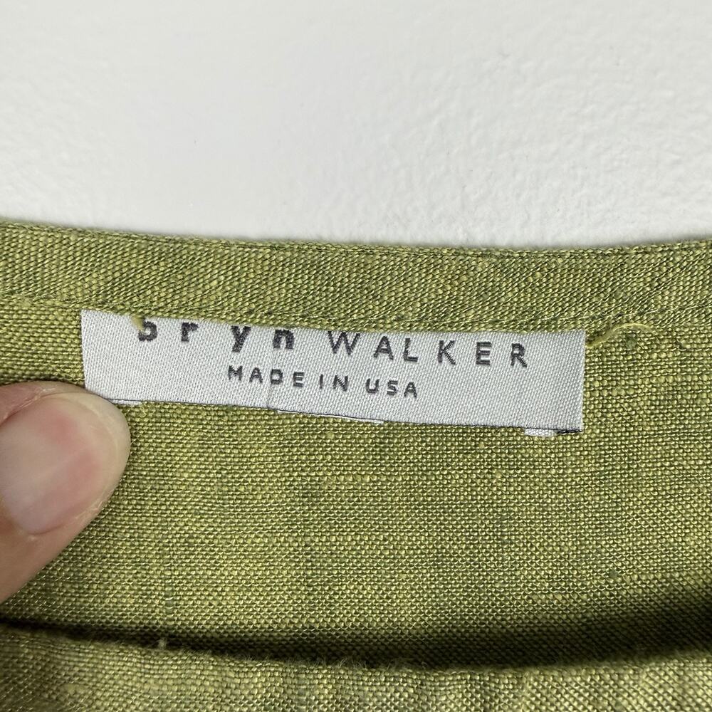 Bryn Walker 100% Linen Maxi Dress Women M Olive Oversized Minimalist Lagenlook - Picture 3 of 8